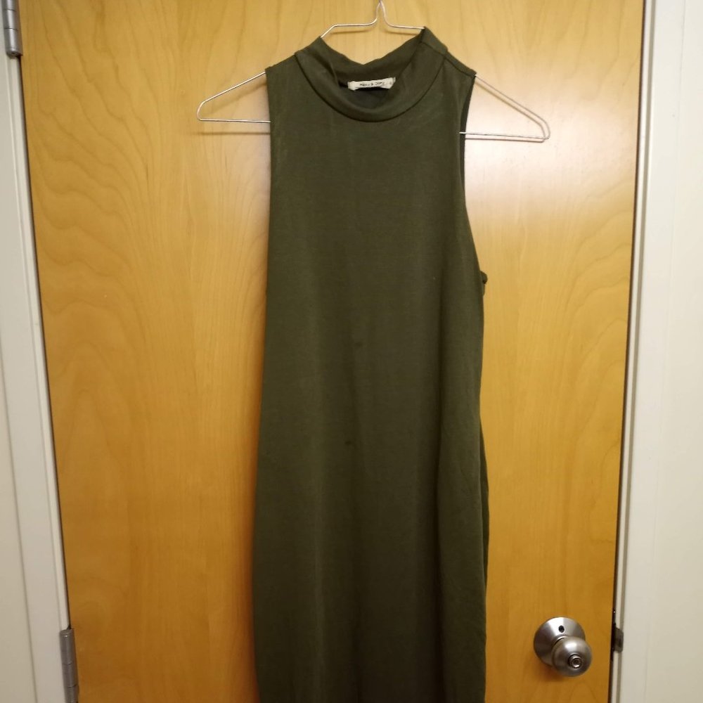 Forest Green Sleeveless Halter Midi Dress